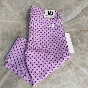 JOE’S JEANS Pirate Cropped Girls size 10 Purple Lavender Polka Dot NWT